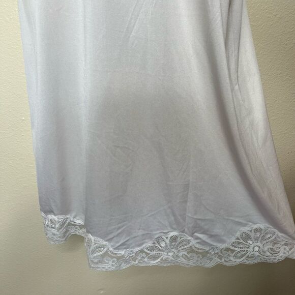 Vintage 60s 70s Shadowline White Lace Full Slip Adjustable Strap Women Size 36 - Picture 5 of 14